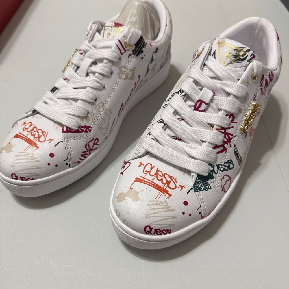 Guess Graffiti-Style White Sneakers